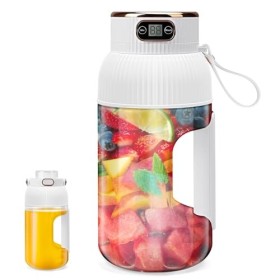 Mélangeur de jus portable, 1,2 L, 10 lames avec batterie de 2600 mAh, poignée antidérapante et affichage numérique, mélangeur