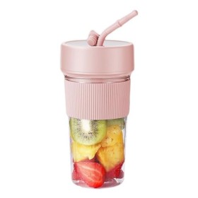 Petyoung Mélangeur portable rechargeable 350 ml avec paille en silicone pour les sports de voyage