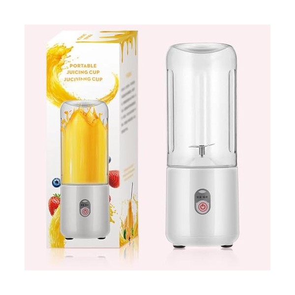 Mini mélangeur portable rechargeable par USB de 500 ml, mixeur de jus de fruits frais, mélangeur électrique avec 6 lames, mél