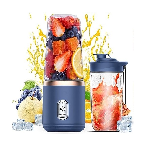 Mini mélangeur portable rechargeable par USB, mini mélangeur pour milkshakes et smoothies, 400 ml portable pour fruits et lég