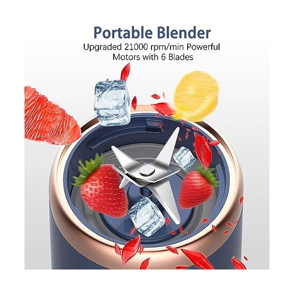 Mini mélangeur portable rechargeable par USB, mini mélangeur pour milkshakes et smoothies, 400 ml portable pour fruits et lég