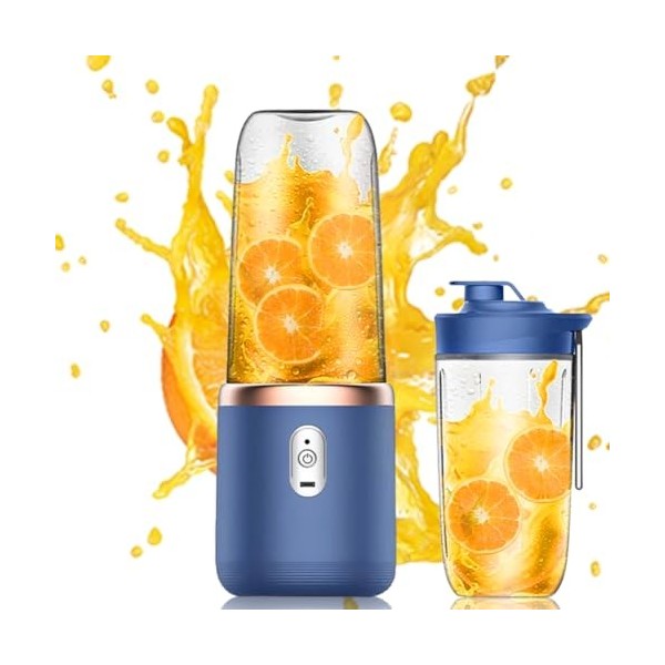 FOGARI Mixeur mobile - Mini mixeur portable avec 6 lames en acier inoxydable - Rechargeable - USB - Pour les voyages, la cuis