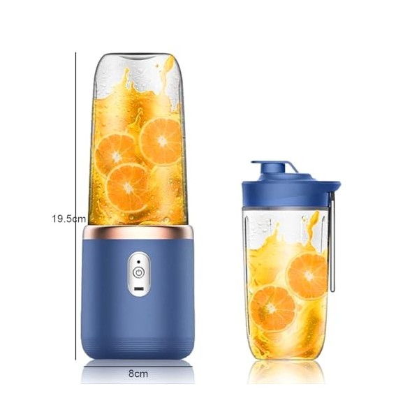 FOGARI Mixeur mobile - Mini mixeur portable avec 6 lames en acier inoxydable - Rechargeable - USB - Pour les voyages, la cuis