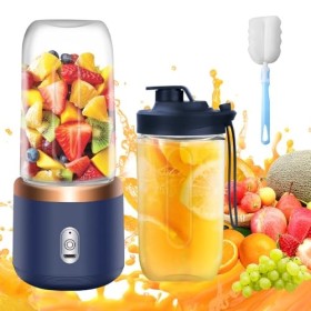 Blender Portable, TGKYK 400ML Smoothie Mixer avec Tasses, Brosses et 6 Lames, Mixeur Portable, Mini Blender Smoothie pour la 