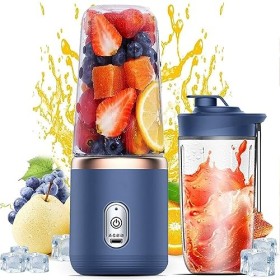Mélangeur Portable Smoothie Maker, mélangeur personnel USB Rchargeable, 400ML fruits Veggie coupe Juicer avec 6 lames et couv