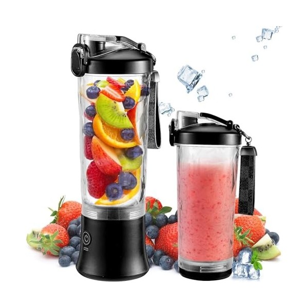zootop Blender portable de 600 ml pour shakes et smoothies, mélangeur de presse-agrumes portable, cuisine, bureau, Rechargeab