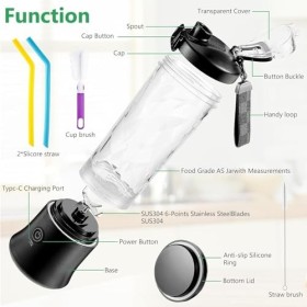 zootop Blender portable de 600 ml pour shakes et smoothies, mélangeur de presse-agrumes portable, cuisine, bureau, Rechargeab