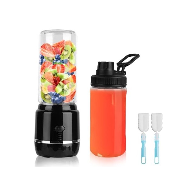 Blender portable pour les shakes et smoothies Blender Personal Juicer USB rechargeable 4000mAh Grande Batterie Blades en acie