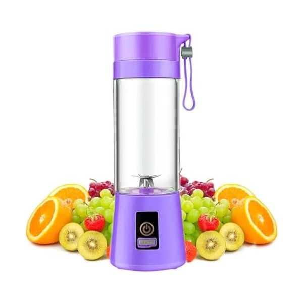 Mélangeur portable pour fruits – Mélangeur portable avec câble USB, en ABS et acier inoxydable, 8 x 8 x 24 cm, 500 ml, 2 000 