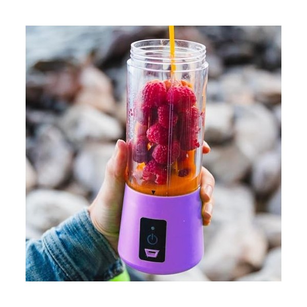 Mélangeur portable pour fruits – Mélangeur portable avec câble USB, en ABS et acier inoxydable, 8 x 8 x 24 cm, 500 ml, 2 000 