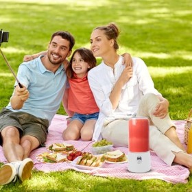 Mini mixeur portable pour shakes et smoothies à emporter USB rechargeable 380 ml avec lames en acier inoxydable et moteur pui