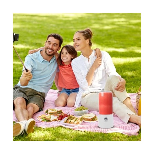 Mini mixeur portable pour shakes et smoothies à emporter USB rechargeable 380 ml avec lames en acier inoxydable et moteur pui