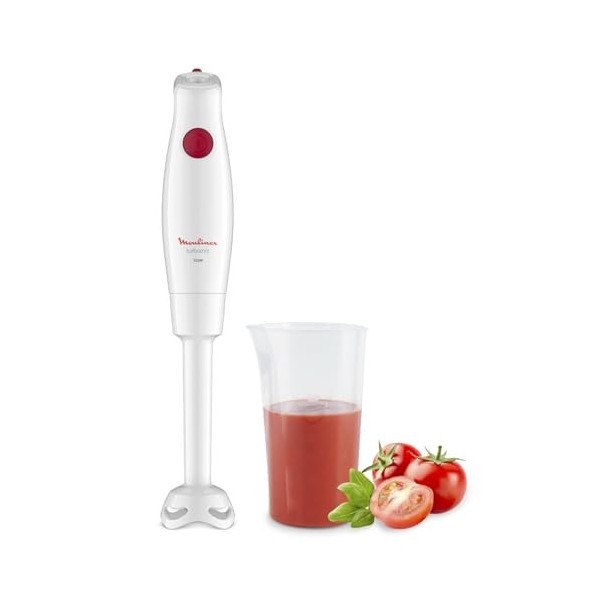 Moulinex Pied Mixeur, 350 W, Un seul bouton de commande, Pièces amovibles compatibles lave-vaisselle, Lames Zelkrom durables,