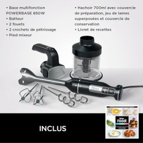 Ninja Foodi 3-en-1 Mixeur, Mélangeur et Hachoir à main, démarrage progressif, 2 vitesses de mixage et 5 vitesses pour hacher,