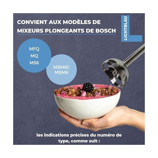 Lichtblau Pied mixeur rapide pour mixeur plongeant Bosch I Pour mixeur à main MFQ, MQ, MS6, MSM6C & MSM6 I en inox I Pièces d