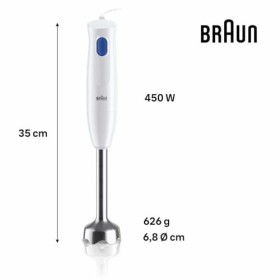 Braun MultiQuick 1 MQ10.001M 0,6 L Mélangeur par Immersion 450 W Bleu, Blanc