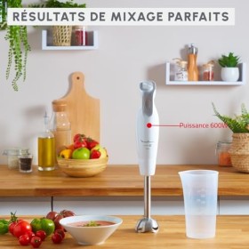 Moulinex Mixeur plongeant, 600 W, 2 vitesses, Poignée ergonomique, Pied antiéclaboussures inox, Compatible lave-vaisselle, 4 