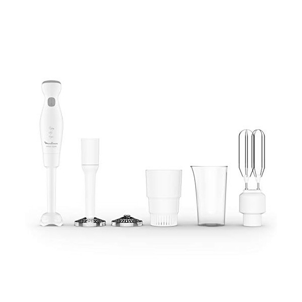 Moulinex Mixeur à main Robot Marie mixeur 450 W 2 vitesses fonction TURBO mixeur plongeant 2 lames inox longue durée presse-p