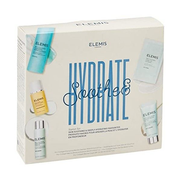 ELEMIS Collection soothe & hydrate, collection 5 pièces pro-collagène pour nettoyer, lisser et hydrater, coffret cadeau de so