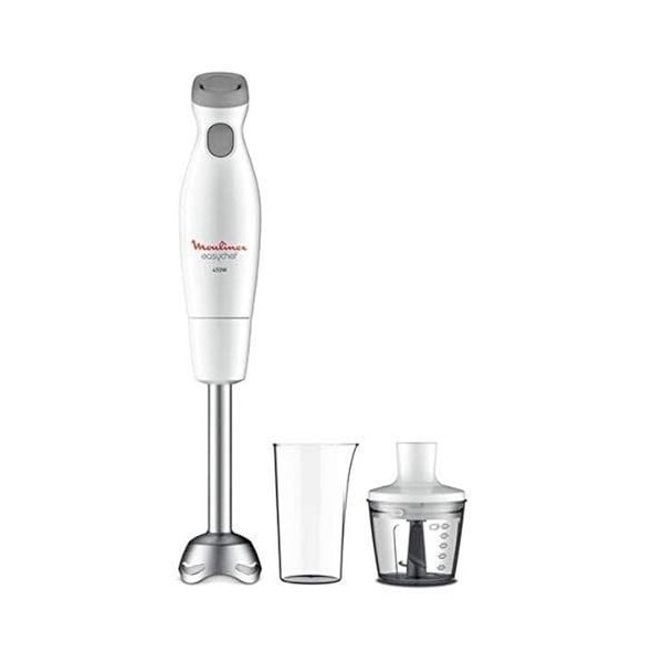Moulinex DD4521 Easychef Mixeur plongeant 2 en 1 avec verre de 800 ml et accessoire hachoir de 500 ml, 2 réglages de vitesse,