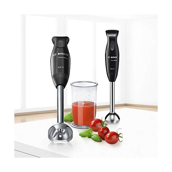 Bosch Electroménager Mixeur plongeant msm2610b clevermixx, 600 W, quatre lames Couteau quattroblade, Mixeur en acier inoxydab