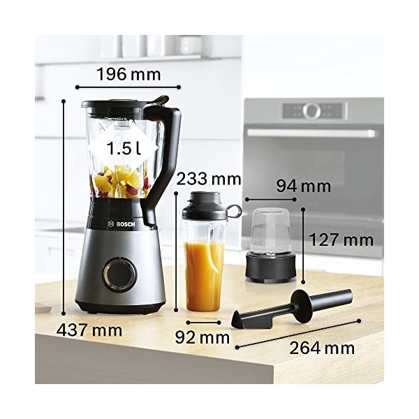 Bosch Haushalt VitaPower Serie 4 Mixeur sur pied 1200 W argent, noir