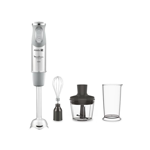 Moulinex quickchef – Mixeur plongeant avec 3 accessoires, acier inoxydable, 10 vitesses, 1000 W