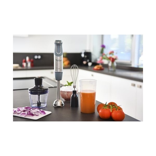 Moulinex quickchef – Mixeur plongeant avec 3 accessoires, acier inoxydable, 10 vitesses, 1000 W