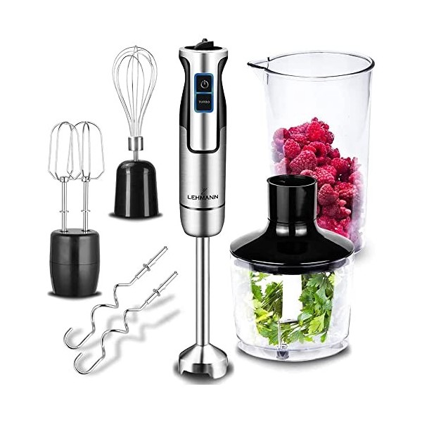 Lehmann Chowmei Mixeur plongeant 1200 W, Mixeur Plongeur avec 8 niveaux de vitesse en acier inoxydable, Mixeur blender pour A