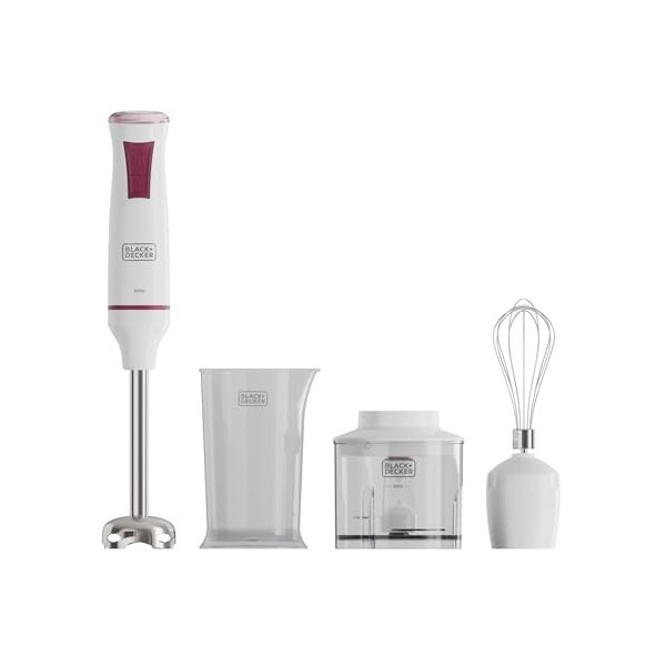 Black+Decker - Mixeur Plongeant BXHBA601E | 600W | 20 Vitesses | Fonction Turbo | Lames en Acier Inoxydable | Design Anti-Écl