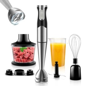 NWOUIIAY 6 en 1 Mixeur Plongeant 1200W Vitesse Réglable Mélangeur à Main Anti-Éclaboussures avec Lames en Acier Inoxydable Mé