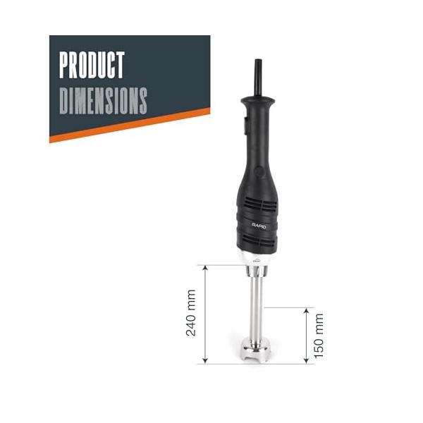 Lacor - 69929 - Batteur rapide professionnel, avec bras de broyage et bras interchangeable, 280 W, vitesse 6 000-20 000 tr/mi