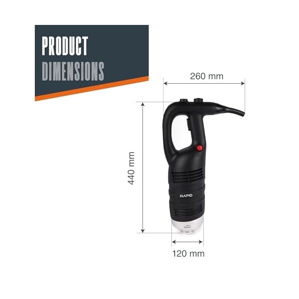 Lacor - 69966 - Frusta Rapida Professionale, Braccio Battitore Non Incluso, 650 W, Velocità 8.000-18.000 giri/min, Compatibil