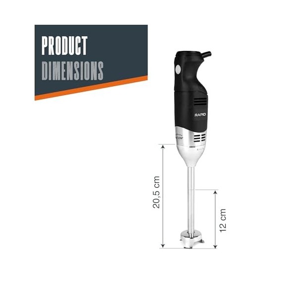 Lacor - 69920 - Frusta serie Rapid, 8 velocità, 220 W, acciaio inox, 4000-18000 giri/min, impugnatura ergonomica, braccio fra