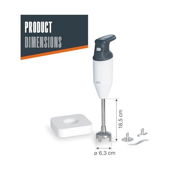 Lacor - 61664 - Frullatore ProVite, Precisione, 170W, 22.000 giri/min, Lame intercambiabili, Sistema antispruzzo, Impugnatura