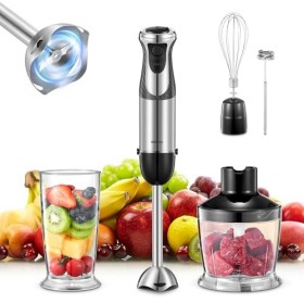 Mixeur Plongeur, Reemix 5-en-1 Mixeur Plongeur de 1000W avec 12 Vitesses et mode turbo, Mélangeur avec Fouet Cuisine Mousseur