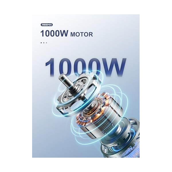 Mixeur Plongeur, Reemix 5-en-1 Mixeur Plongeur de 1000W avec 12 Vitesses et mode turbo, Mélangeur avec Fouet Cuisine Mousseur