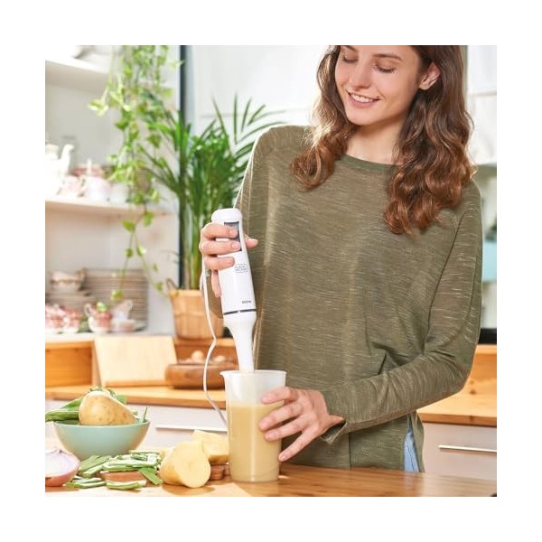 Black+Decker - Mixeur Plongeant BXHB500E 600W | Design Compact et Ergonomique | Pied Amovible en Plastique | Anti-éclaboussur