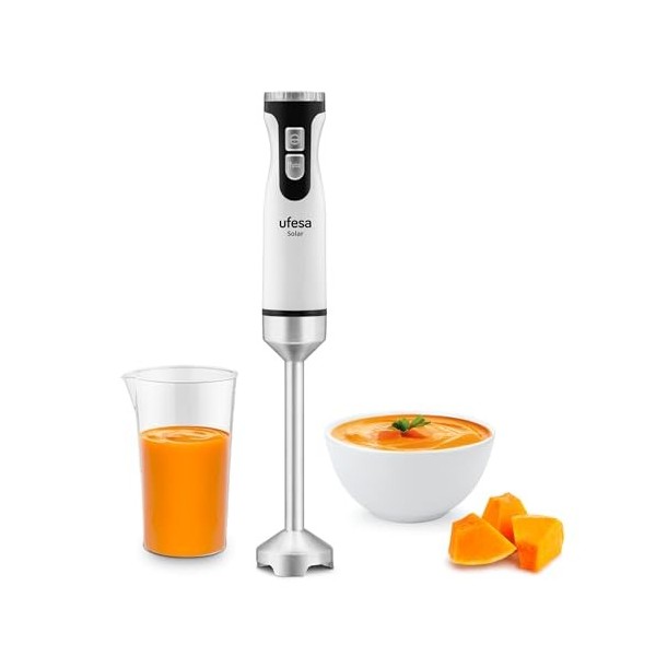 Ufesa Solar Mixeur Plongeant, Puissance 1200W, 12 Vitesses + TURBO, 4 Lames en Acier Inoxydable, Design Ergonomique et Anti-É