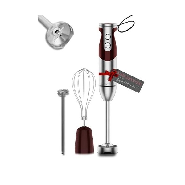 Megawise Pro Titanium Enhanced 3 - en - 1 immersion cordon mélangeur à main puissant moteur avec 80% de lames tranchantes 12 