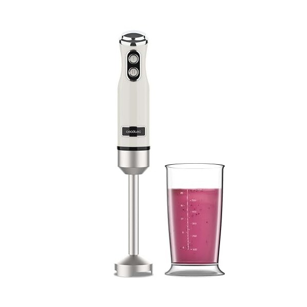 Cecotec Blender Mixeur Power RetroBeige 1200MAX. Puissance Maximale 1200 W, Technologie CrossBlades, 4 Feuilles Revêtues en T