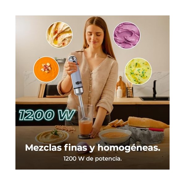 Cecotec Blender Mixeur Power RetroBlue 1200MAX. Puissance Maximale 1200 W, Technologie CrossBlades, 4 Feuilles Revêtues en Ti