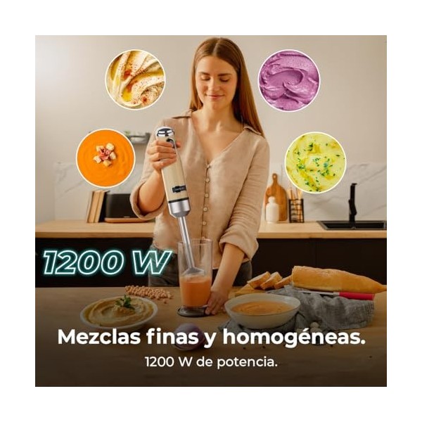 Cecotec Blender Mixeur Power RetroYellow 1200MAX. Puissance Maximale 1200 W, Technologie CrossBlades, 4 Feuilles Revêtues en 