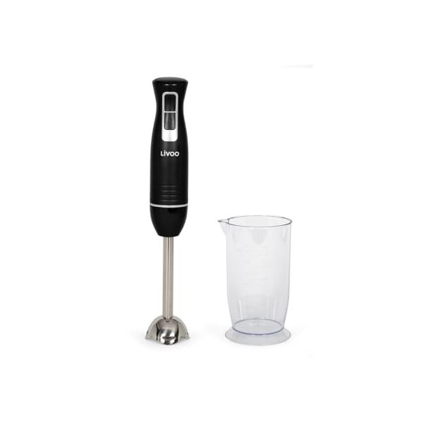 Livoo - Mixeur plongeant – DOP245N – 400W, 2 lames, acier inoxydable, 2 vitesses, bol inclus, 16 000 tours/min, pied amovible