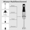 YASHE Mixeur Plongeant 5 en 1, Mixeur à Main Électrique 1000W, Mixeur à Vitesse Réglable en Continu, en Acier Inoxydable, Ens