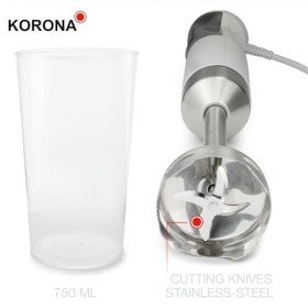 Korona 23530 Mixeur plongeant | Réglage en continu de la vitesse | Fonction Turbo | Avec bol mélangeur de 700 ml | Lame en ac