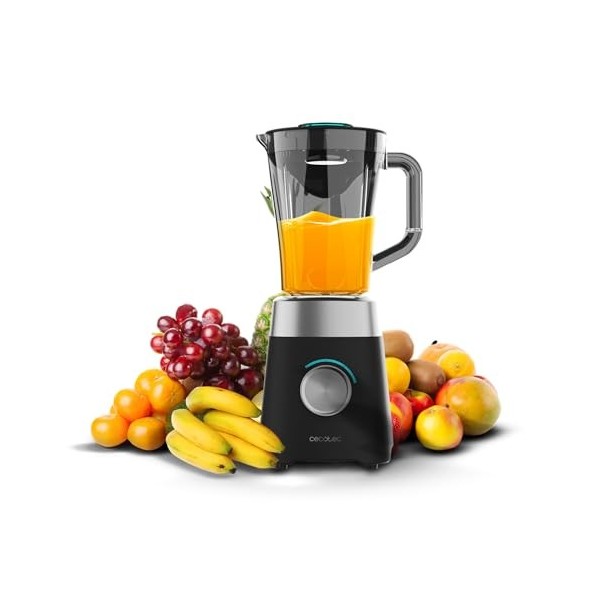 Cecotec Mixeur Power Black Titanium 1300Max B. 1300 W, 2 Vitesses, 4 Lames Black Titanium Coated Blade and 1,5 L Capacity Jug
