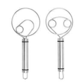 Lot de 2 battes à œufs en acier inoxydable - Mixeur manuel multifonction - Mixeur à double bobine - Mélangeur anti-adhésif - 