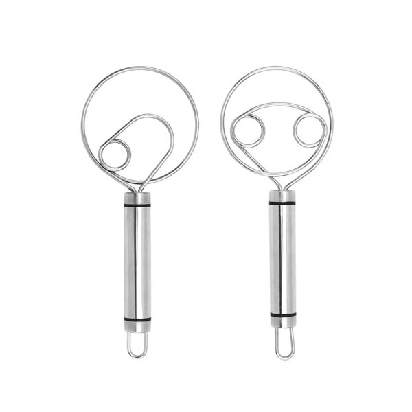 Lot de 2 battes à œufs en acier inoxydable - Mixeur manuel multifonction - Mixeur à double bobine - Mélangeur anti-adhésif - 