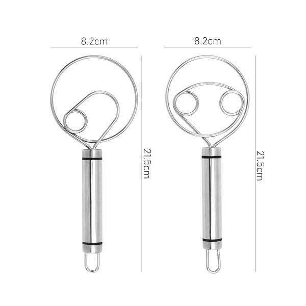 Lot de 2 battes à œufs en acier inoxydable - Mixeur manuel multifonction - Mixeur à double bobine - Mélangeur anti-adhésif - 